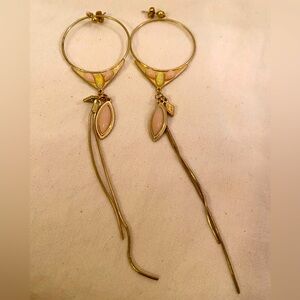 Free People Long Gold Tone Dangle Earrings. NWOT
